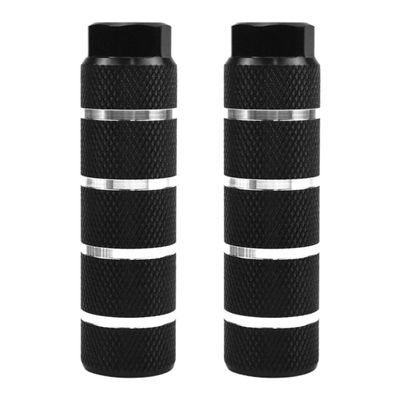 2PCS Bike Foot Pegs Aluminum Alloy Anti-Skid Cycling Pegs Fit 3/8 Inch Axles for BMX Black