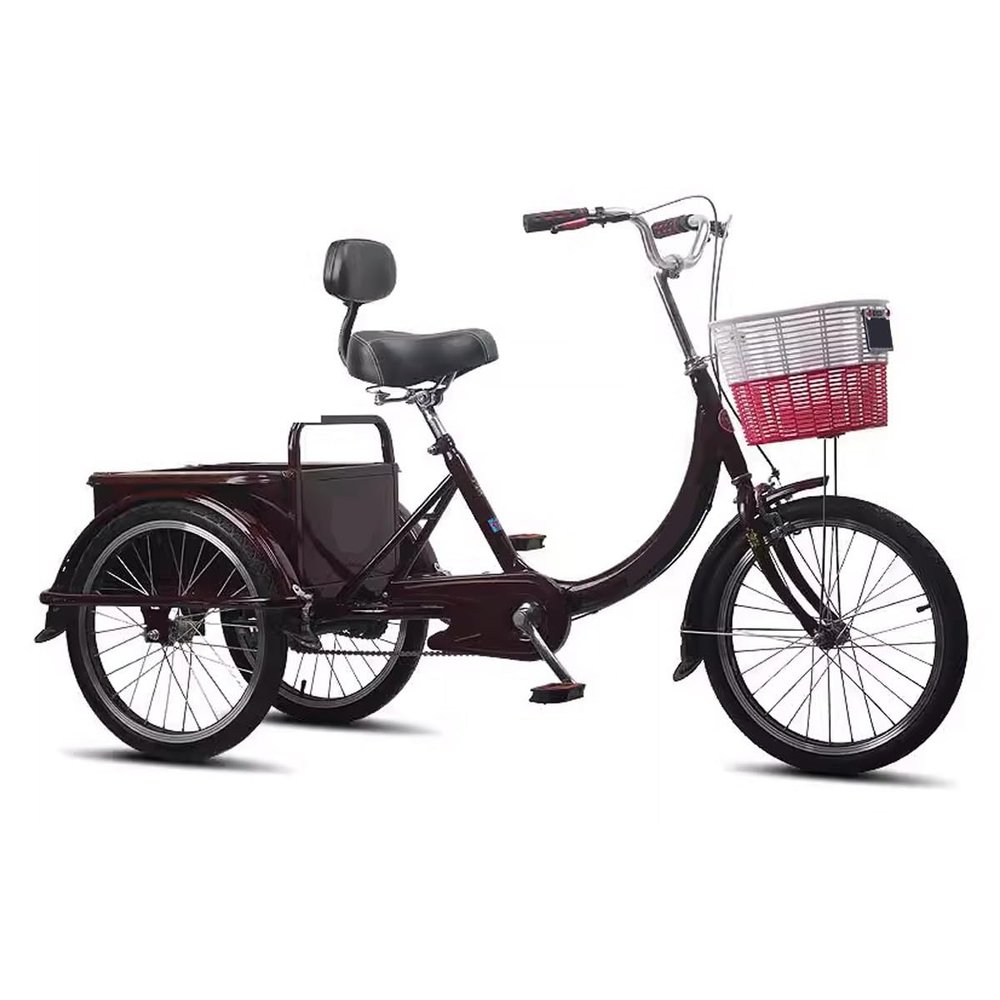 Tricycle Adult 3 Wheels 20 Inch Adult Trike Bike Cruiser Bikes 3 Wheel,Cycling Tricycle For Outdoor Sports,cargo Bike Tricycle With Basket Elderly Tricycle With Shopping Basket(With backrests)