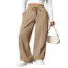 PINSPARK Sweatpants Women Straight Leg Long Pant Stretch Waist Loose Fitting Pants with Slanted Hand Pockets Khaki M view 1