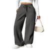 PINSPARK Straight Leg Sweatpants for Women Wide Leg Pants High Waisted Casual Sweatpants with Two Side Pockets Heather Dark Grey XL view 1