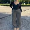 PINSPARK Straight Leg Sweatpants for Women Wide Leg Pants High Waisted Casual Sweatpants with Two Side Pockets Heather Dark Grey XL view 2