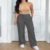 PINSPARK Straight Leg Sweatpants for Women Wide Leg Pants High Waisted Casual Sweatpants with Two Side Pockets Heather Dark Grey XL view 3