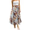 Abaadlw Maxi Skirts for Women with Pockets Long Midi Length Casual Skirt Brown Floral view 1