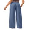 PINSPARK Tall Sweat Pants for Women Wide Legged Long Pants High-Rise Track Pants with Drawstring Two Side Pockets Deep Sea S Navy Blue view 2