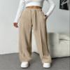 PINSPARK Womens Wide Leg Sweatpants High Waisted Baggy Long Pants Drawstring Open Bottom Sweatpants with Pocket Moon Gray M view 3