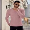Ekouaer Men's Long Sleeve Shirts Ribbed Pullover Sweater Sim Fit Thermal Tops Crew Neck Stretchy Undershirts Pink XXL view 2