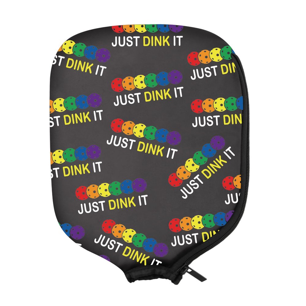 PWHAOO 2PC Pickleball Paddle Covers Funny Pickleball Paddle Pouch Gift Impeccable Gift For Pickleball Players & Fans (JUST DINK IT Paddle)