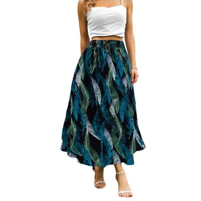 Abaadlw Maxi Skirts for Women with Pockets Long Midi Length Casual Skirt for Beach Party Holiday