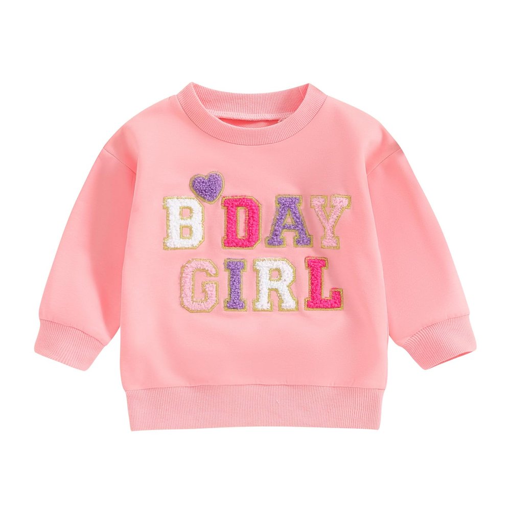 SAYOO Toddler Baby Birthday Girl Outfit Birthday Girl Letter Print Pullover Sweatshirt Fall Shirts Birthday Gift (Pink, 4-5 Years)