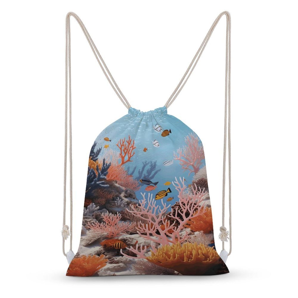 DJUETRUI Drawstring Bags Drawstring Backpack Coral Reef Sports Gym Bag for Women Men Sports Sackpack