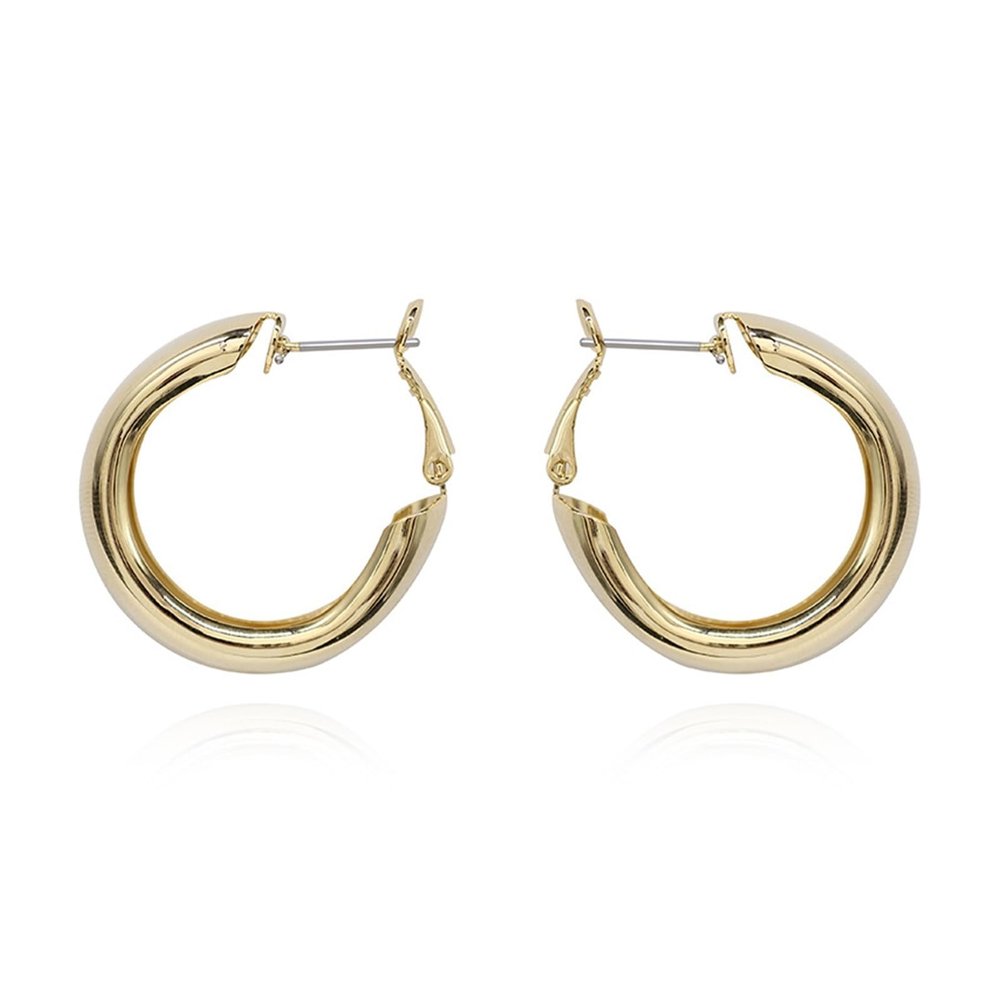 MFQLL Women's Simple Ear Clips Copper Plated 14K Circle Ear Clips Earrings Earrings(Golden-3.0)