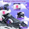 SMOOJOY Inline Skates for Kids Light-Up Wheels Aluminum Frame Black Rose Red Blade Skate for Boys and Girls S, M, L Sizes, Ages 8-12, Perfect for Beginners Indoors and Outdoors view 4