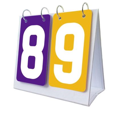 Colaxi Multi Sports Scoreboard Table Score Flipper 2 Digits Score Keeper Flip Number Score Board for Team Games Tennis Ball Football, Purple and Yellow