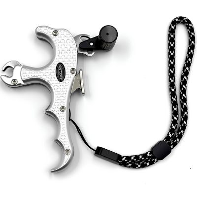 sntxmy Bow Release for Compound Bow, Archery Release Trigger, Compound Bow Release, Thumb Release. (4 Finger Bow Release, Silvery)