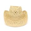 YOLAI Men & Women's Summer Cowboy Cowgir Western Stra Hat Hollow Out Woven Roll Up Wide Brim Hat (Yellow, One Size) view 2