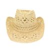 YOLAI Men & Women's Summer Cowboy Cowgir Western Stra Hat Hollow Out Woven Roll Up Wide Brim Hat (Yellow, One Size) view 3