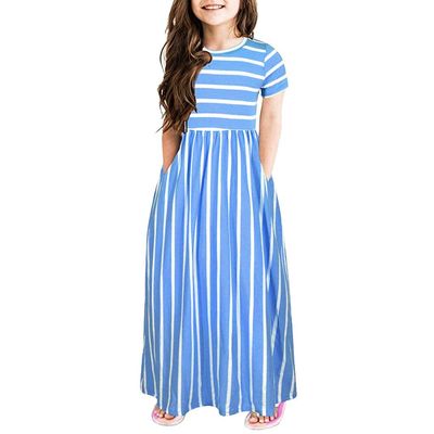 NineFit Basics Little Girls Dresses Flutter Short Sleeve Summer Dress Toddler Girl Dress for 2 to 7 Years Old (Blue-b, 11-12 Years)
