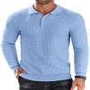 COOFANDY Men's Polo Sweater Long Sleeve Collared Shirt Fitted Casual Classic 3 Button Pullover Sweater, Light Blue, 3X-Large view 1