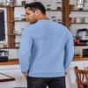 COOFANDY Men's Polo Sweater Long Sleeve Collared Shirt Fitted Casual Classic 3 Button Pullover Sweater, Light Blue, 3X-Large view 3
