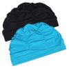 KICHOUSE 2pcs Pleated Fabric Swim Caps for Men and Women Elastic Swimming Hats for Hair Polyester Swim Caps Black and Lake view 1