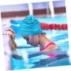 KICHOUSE 2pcs Pleated Fabric Swim Caps for Men and Women Elastic Swimming Hats for Hair Polyester Swim Caps Black and Lake view 2