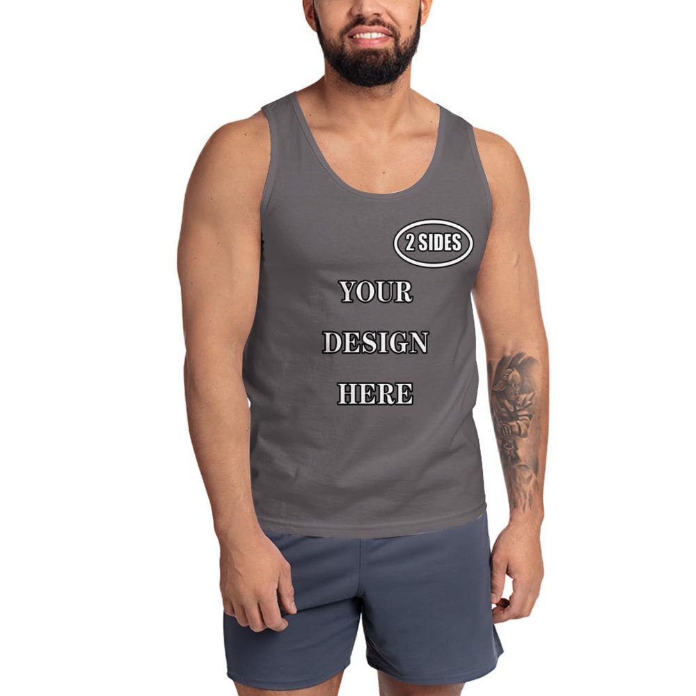 NineFit Basics Custom Shirts Custom Mens Tank Top Personalized Sleeveless Tops for Men Ultra Soft t Shirts Grey, Small