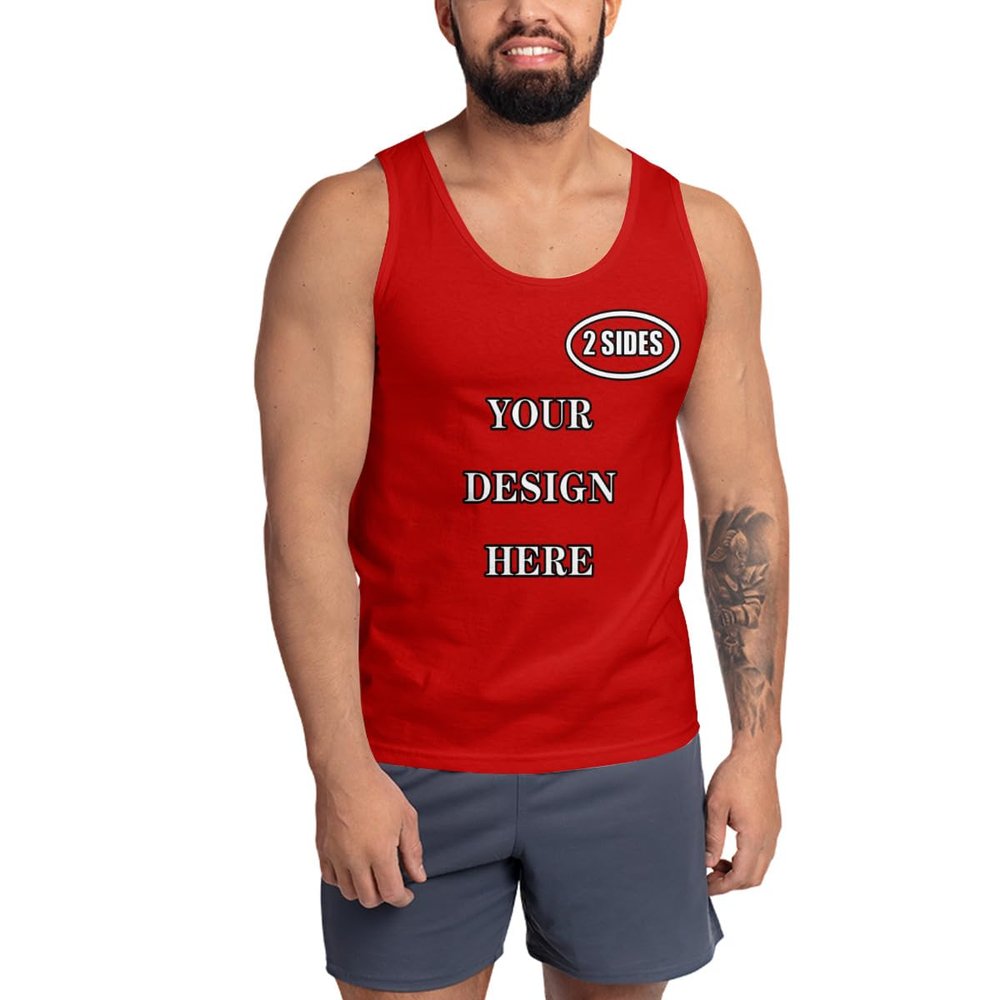 NineFit Basics Custom T Shirts Custom Mens Tank Top Add Your Own Text Message Customized T-Shirts Deep Red, Medium