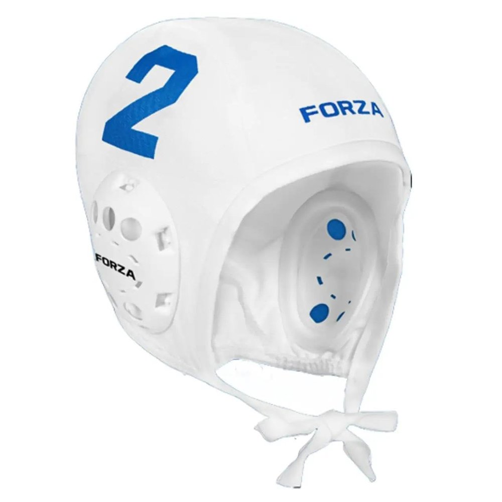 FORZA Water Polo Caps [Blue/White Team] | Set of 13 Numbered Caps [Includes Red Goalkeeper Caps] - One Size Fits All Premium Water Polo Team Cap Set (White)