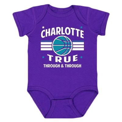 Charlotte Retro Team Kid's Bodysuit for Basketball Fans (Purple, 24M)