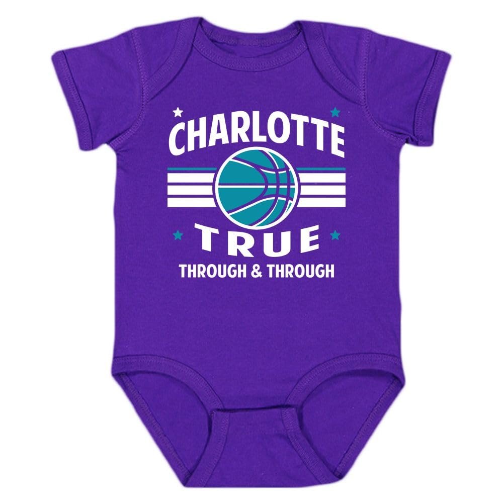Charlotte Retro Team Kid's Bodysuit for Basketball Fans (Purple, 24M)