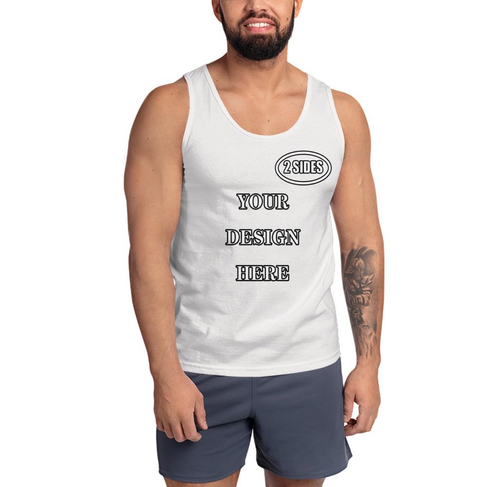 NineFit Basics Custom Shirt Custom Mens Tank Top Design Your Own Picture Photo Text for Men Ultra Soft t Shirts White, Small