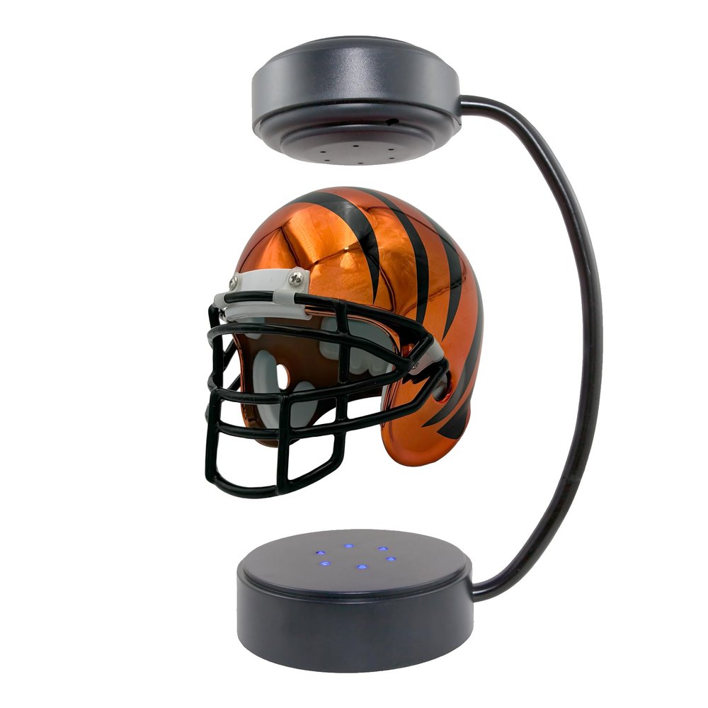 NFL Cincinnati Bengals Metallic Hover Helmet, Team Color and Black Stand