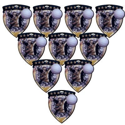10 Pack Large 3 Inch Shield Shape Male Volleyball Medals Trophy Team Award with Neck Ribbons CSM Awards Trophies Gift Men Mens boy Boys Indoor Outdoor Beach