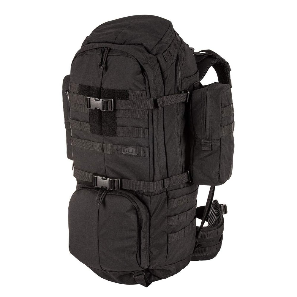 5.11 Tactical Rush 100 Backpack, Large 60L Heavy Duty Deployment Bag, Military Style MOLLE Pack, Style 56555ABR, Large/X-Large, Black
