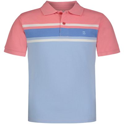 Izod Boys' Short Sleeve Pique Polo Shirt, Flamingo/Blue, 18-20