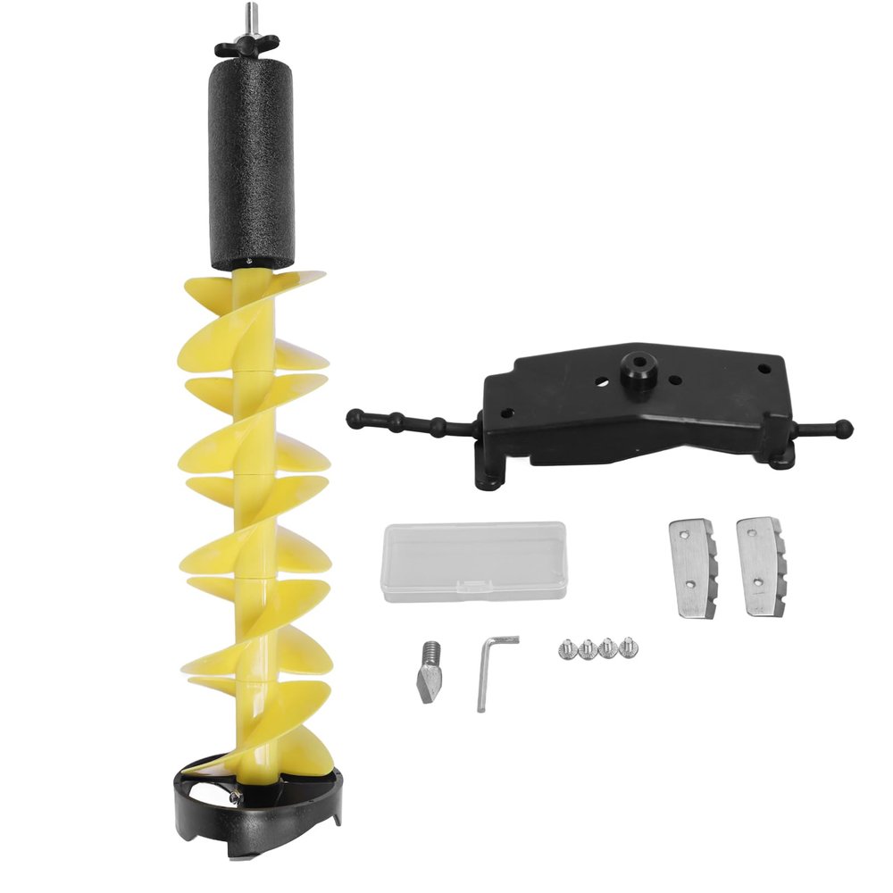Ice Auger with Blade Guards, 6 Inch Manual Ice Fishing Auger Nylon Drill Bit, Lightweight Portable Ice Fishing Tool for Quick Winter Fishing