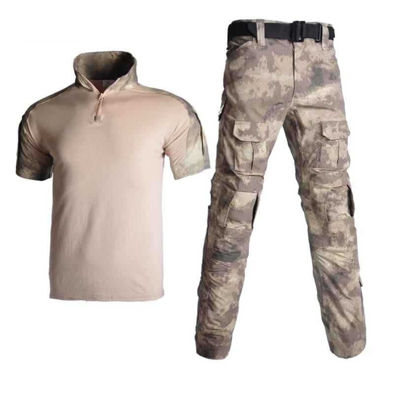 Men's short sleeve Camo Combat Suit Military Apparel Set Tactical Camouflage Clothing Hunting Uniform S-3XL