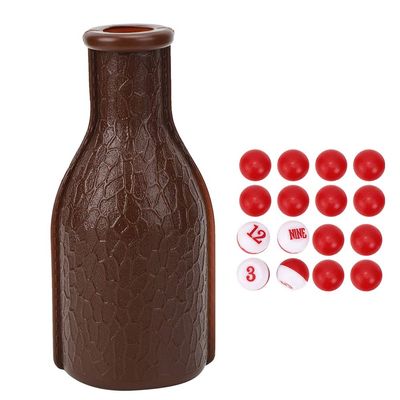 Diyeeni Billiard Shaker Bottle, 16 Numbered Tally Balls with Best Rubber Material,Family Bar Game Accessory, for Pea (Brown)