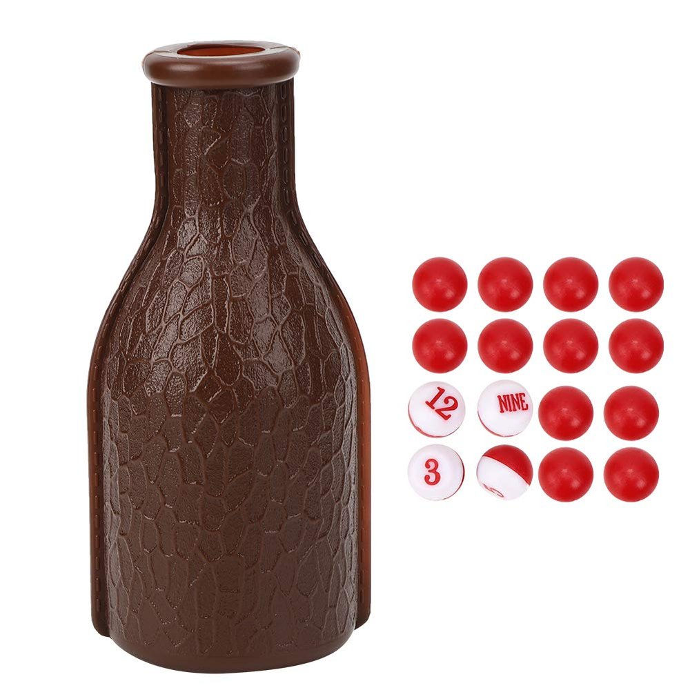 Diyeeni Billiard Shaker Bottle, 16 Numbered Tally Balls with Best Rubber Material,Family Bar Game Accessory, for Pea (Brown)