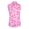Monterey Club Women's Blossom Print Tailored Collar Sleeveless Polo Shirt #4519 (Cotton Candy/Raspberry, Large) view 1