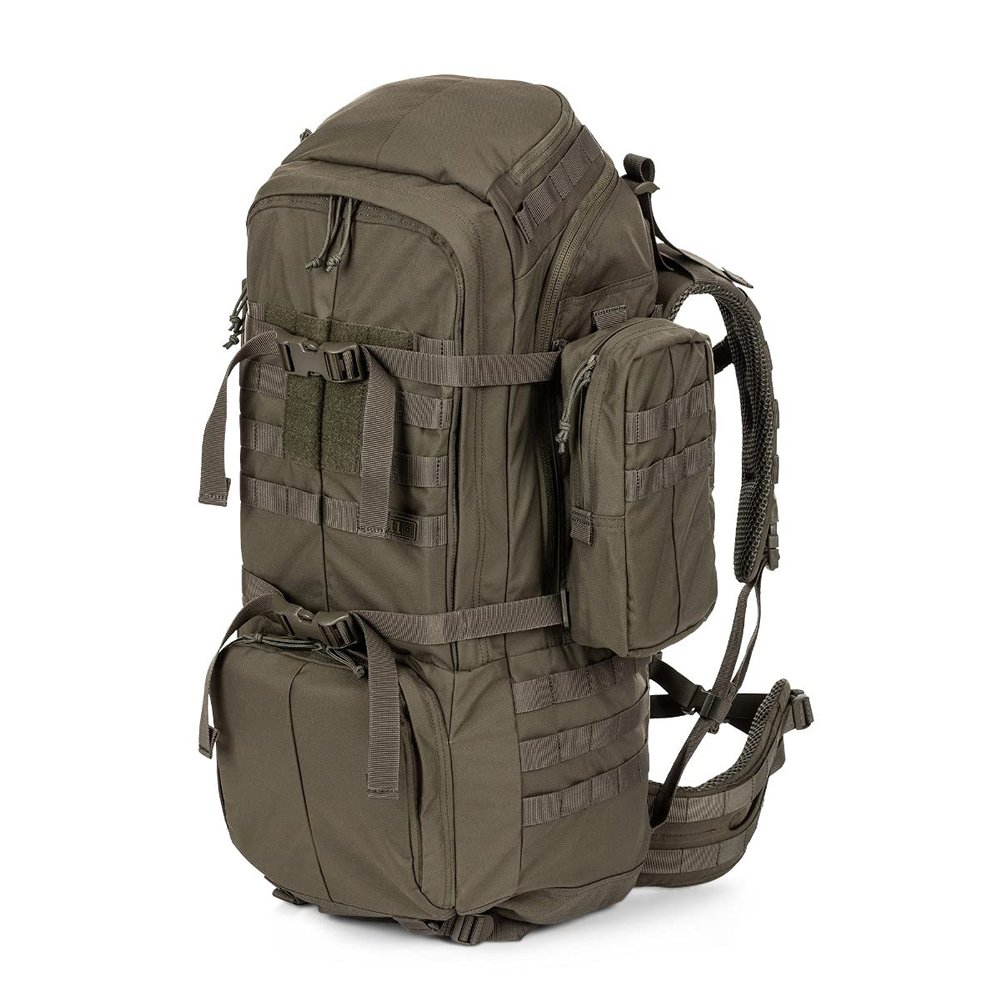 5.11 Tactical Rush 100 Backpack, Large 60L Heavy Duty Deployment Bag, Military Style MOLLE Pack, Style 56555ABR, Small/Medium, Ranger Green