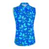 Monterey Club Women's Blossom Print Tailored Collar Sleeveless Polo Shirt #4519 (Klein Blue/Slate Blue, X-Large) view 1