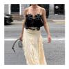JAMPOL Floral Chic Cropped Top Vest for Women Camisole Backless Suspender Tops Female Elegant Sexy Sleeveless Street(Black,Large) view 2