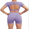 SUUKSESS 2 Piece Workout Sets for Women Open Back Gym Sets Woman Gym Shorts Pilates Crop Tops view 3
