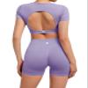 SUUKSESS 2 Piece Workout Sets for Women Open Back Gym Sets Woman Gym Shorts Pilates Crop Tops view 4