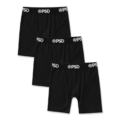 PSD Boys Boxer Briefs Black Cotton 3-Pack, Comfortable Breathable Underwear for Boys, Boys Underwear Ages 6-16, Small