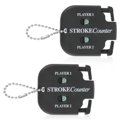 PEUTIER 2pcs Golf Stroke Counter, Mini Golf Ball Shot Clicker Counter Black Golf Score Keeper Swing Scoreboard Accessories with Dial Reset Tool Key Chain for Different Kinds of Competitions and Games