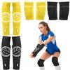 Sosation 2 Set Volleyball Knee Pads and Volleyball Arm Sleeves with Protection Pad Compression Forearm Wrist Guard with Thumb Hole Soft Breathable for Hitting Passing(Black, Yellow) view 1