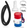 Non-automatic 0.98 Inch Bilge Pump kit for Boats,12V 1100GPH Bilge Pumps with 6 ft/1.8 meters Bilge Pump Hose, 2pcs Stainless Steel Clamps and Thru Hull Fitting, for Speedboats,Yachts view 1