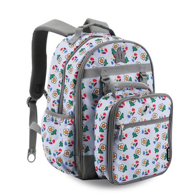 J World Duet Kids Backpack & Lunch Box Set For Girls & Boys Pre-K to Elementary School, Every Daisy
